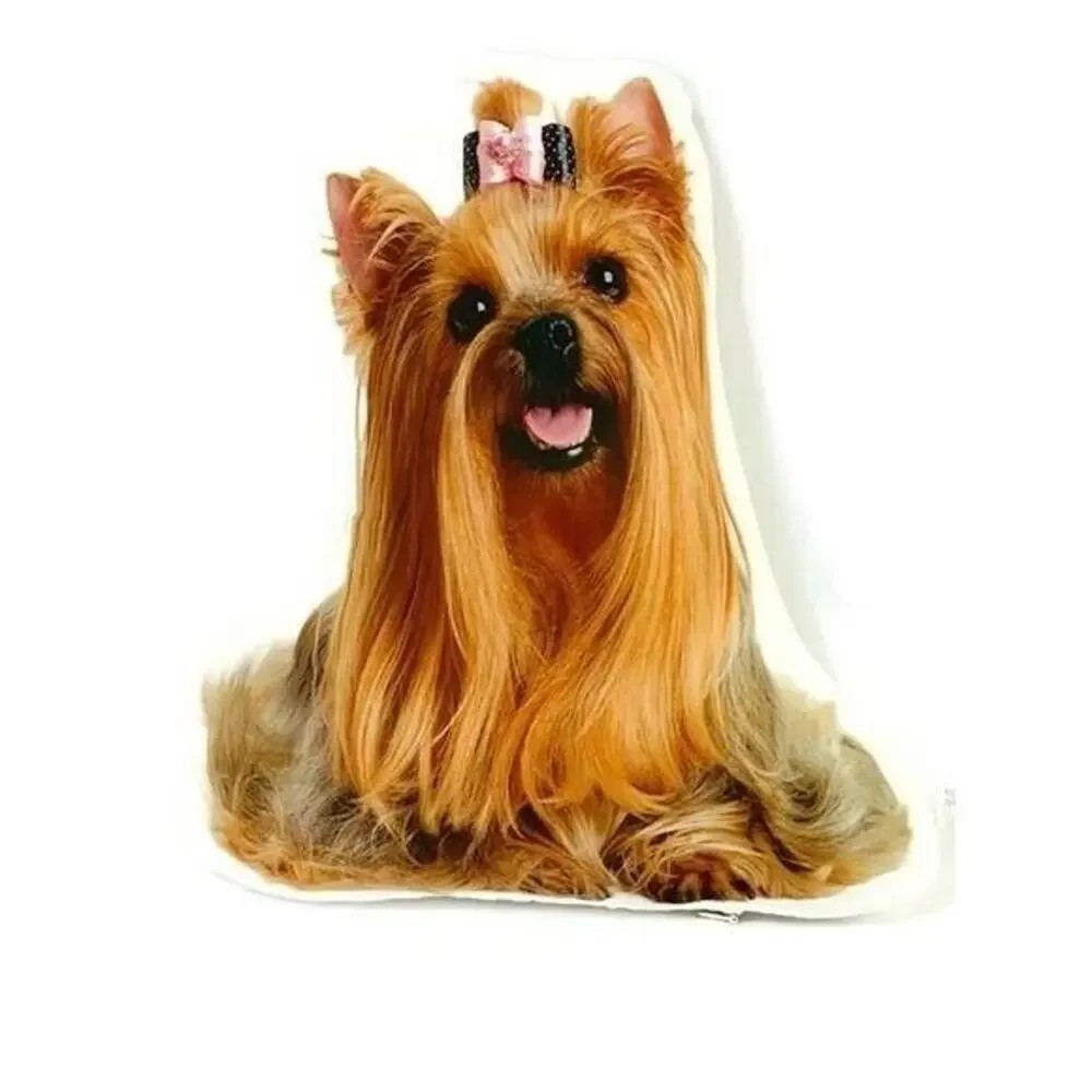 orkie Yorkshire Terrier Throw Pillow White Brown 12x13 Decorative Dog Lover